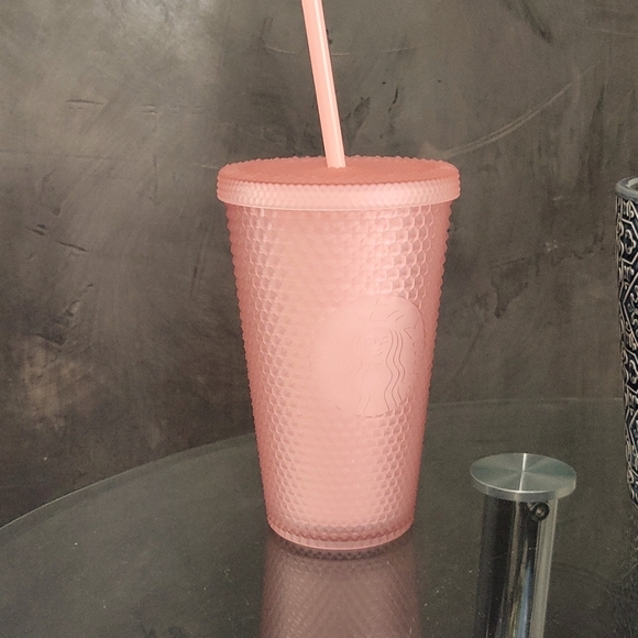 Studded tumbler with straw